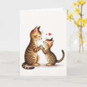 Gestreifte Katzen Muttertag Liebskarte Karte (Gelbe Blume)