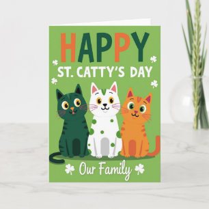 Gestreifte Katzenfamilienkarte Karte