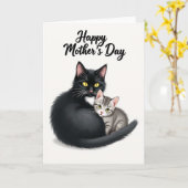 Gestreifte Katzenmütter Karte (Gelbe Blume)