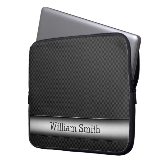 Gestreifte Kohlenstoffstahlfaser Laptopschutzhülle (Vorderseite Links)