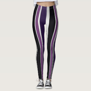 Gestreifte lila und schwarze Leggings