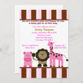 Gestreifte Mädchen-Safari-Einladung Einladung (Vorne/Hinten)