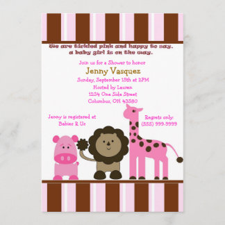 Gestreifte Mädchen-Safari-Einladung Einladung