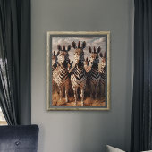 Gestreifte Majestät: Zebra Herd in trockenem Gras Poster