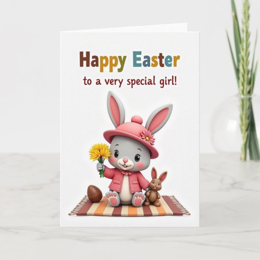 Gestreifte Matte Frohe Ostern Karte (Vorderseite)