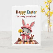 Gestreifte Matte Frohe Ostern Karte (Gelbe Blume)