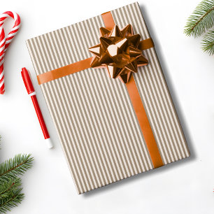 Gestreifte Mocha-Braune Creme Weihnachtsfeiertag Geschenkpapier
