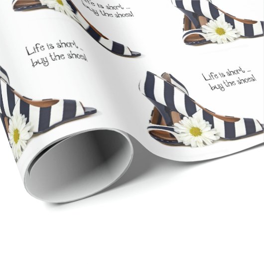 gestreifte Mode High Heels mit daisy Geschenkpapier (Rolleneckpunkt)