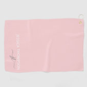 Gestreifte, moderne Monogramm-Bezeichnung Rosa Golfhandtuch (Horizontal)