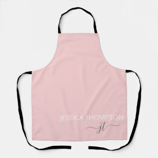 Gestreifte, moderne Monogramm-Bezeichnung Rosa Schürze