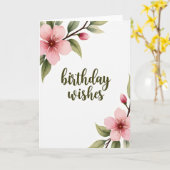 Gestreifte Olive Script Karte (Gelbe Blume)