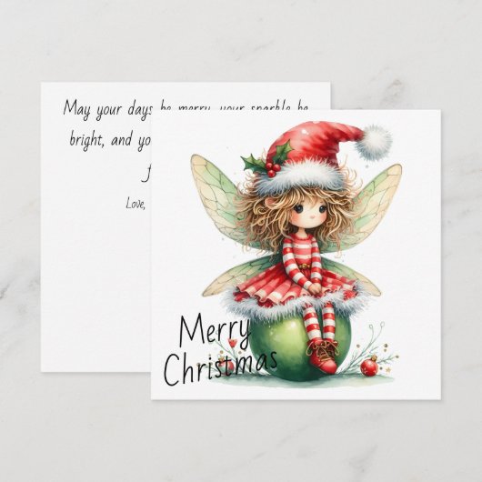 Gestreifte Ornamente Fee – Weihnachtskarte (Vorne/Hinten)