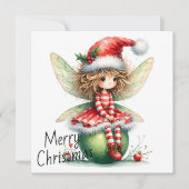 Gestreifte Ornamente Fee – Weihnachtskarte (Vorderseite)