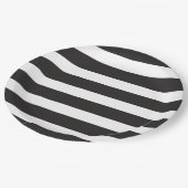 GESTREIFTE Party-Schwarzweiss-Platte Pappteller (Schrägansicht)