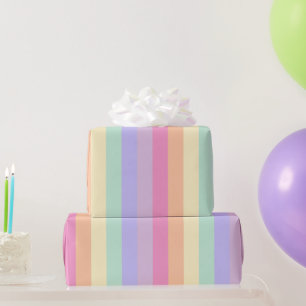 Gestreifte Pastellfarben Pink Gelb Blau Lila Geschenkpapier