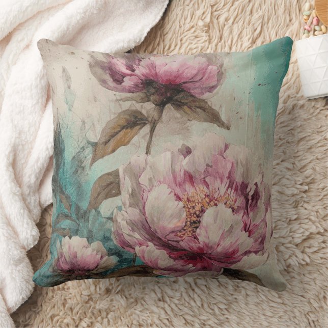 Gestreifte Peonies - Kissen (Decke)