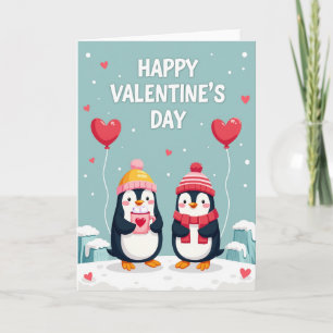 Gestreifte Pinguine Valentinstagskarte Karte