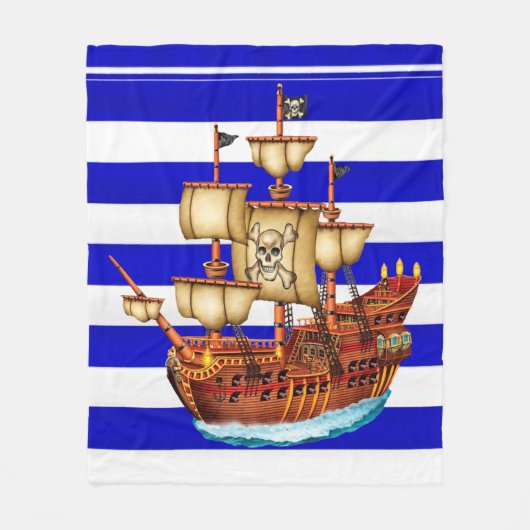 Gestreifte Piraten-Schiffs-Fleece-Decke Fleecedecke (Vorderseite)