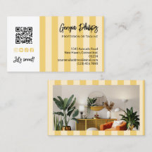 Gestreifte QR-Code-Foto-Social-Media-Icons in Gelb
