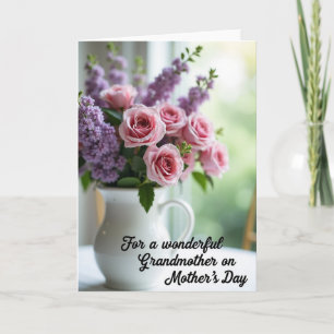 Gestreifte rosa Blüten-Grußkarte Karte