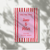 Gestreifte rosa und rote Handschrift Save the Date