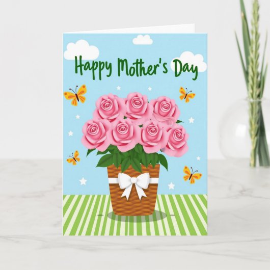 Gestreifte Rosen Muttertagskarte Karte (Vorderseite)