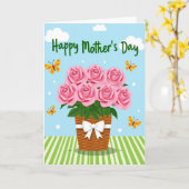 Gestreifte Rosen Muttertagskarte Karte (Gelbe Blume)