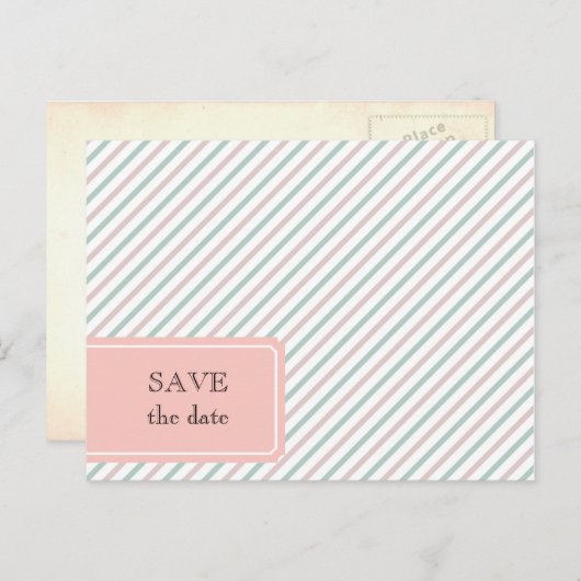 gestreifte Save the Date Postkarte (Vorne/Hinten)