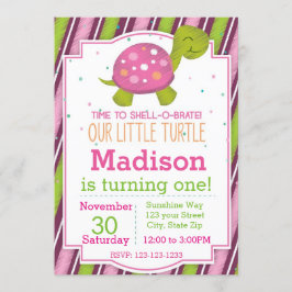 Gestreifte Schildkröte-Geburtstags-Einladung Einladung