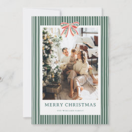 Gestreifte Schleife Vintage-Weihnachtsfoto-Urlaubs Feiertagskarte