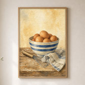 Gestreifte Schüssel mit Eiern Wasserfarbenposter Poster