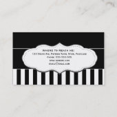 Gestreifte Schwarzweiss-Visitenkarten Visitenkarte (Rückseite)