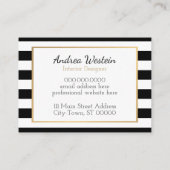 Gestreifte Schwarzweiss-Visitenkarten Visitenkarte (Rückseite)