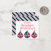 Gestreifte Segelboote Geschenkkarten Mitteilungskarte (Vorderseite/Rückseite Beispiel)