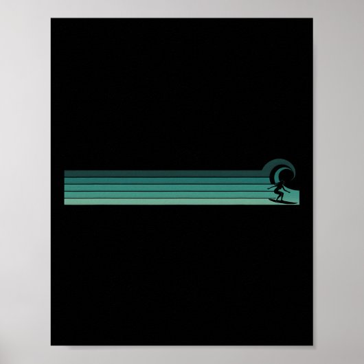 Gestreifte Surferin beim Wellenfang Poster (Vorne)