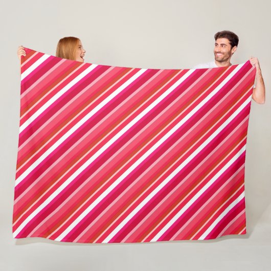 Gestreifte Süßwaren - rot, rosa und weiß Fleecedecke (Beispiel)