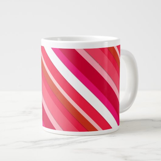 Gestreifte Süßwaren - rot, rosa und weiß Jumbo-Tasse (Vorderseite Rechts)