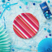 Gestreifte Süßwaren - rot, rosa und weiß Pappteller (Party)