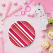 Gestreifte Süßwaren - rot, rosa und weiß Pappteller (Party)