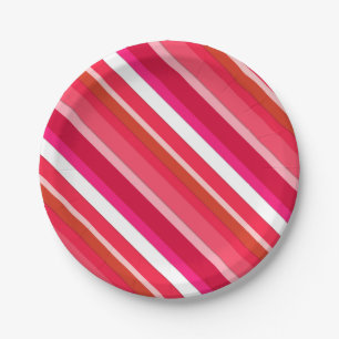 Gestreifte Süßwaren - rot, rosa und weiß Pappteller