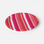 Gestreifte Süßwaren - rot, rosa und weiß Pappteller (Schrägansicht)