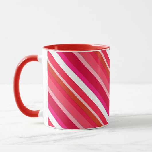 Gestreifte Süßwaren - rot, rosa und weiß Tasse (Links)