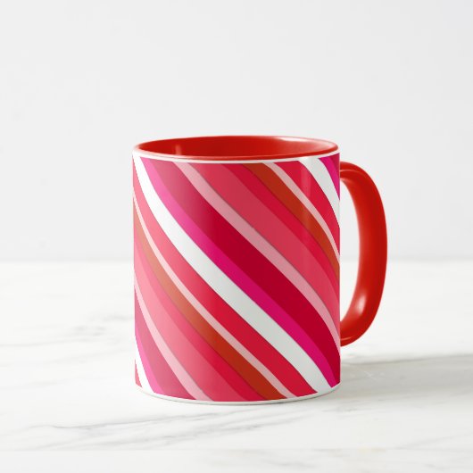 Gestreifte Süßwaren - rot, rosa und weiß Tasse (VorderseiteRechts)