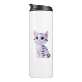 Gestreifte Tabby Kawaii Thermosbecher (Nach rechts gedreht)