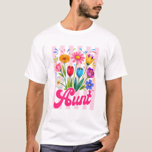 Gestreifte Tante Wildblumen Kokette Schleife Blume T-Shirt