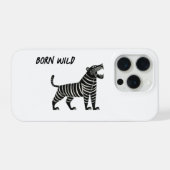 Gestreifte Tiger-Illustration – Minimalistischer F iPhone Hülle (Rückseite (Horizontal))