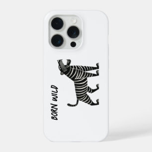 Gestreifte Tiger-Illustration – Minimalistischer F iPhone 15 Pro Hülle