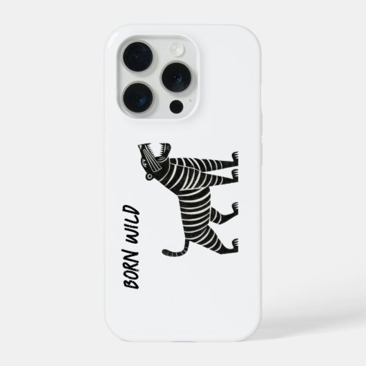 Gestreifte Tiger-Illustration – Minimalistischer F iPhone Hülle (Rückseite)