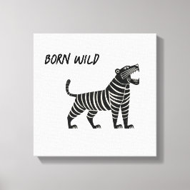 Gestreifte Tiger-Illustration – Minimalistischer F Leinwanddruck