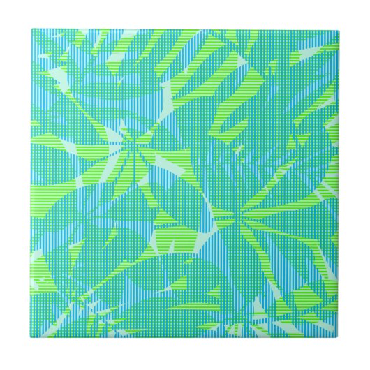 Gestreifte tropische Blätter Fliese (Vorderseite)